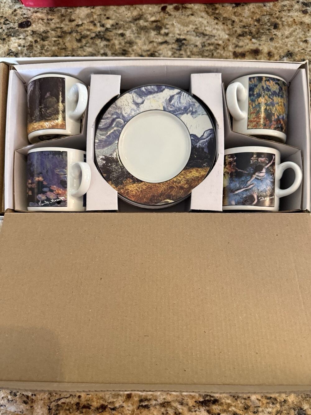 Sakura MMI Demitasse Set Of 4 Cups/Saucers, Van Gogh, Monet & Degas NEW In Box